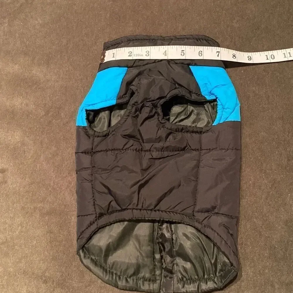 Dog Coat Black & Blue ZipUp No Pull Design D-Rings to attach Leash Size L NEW